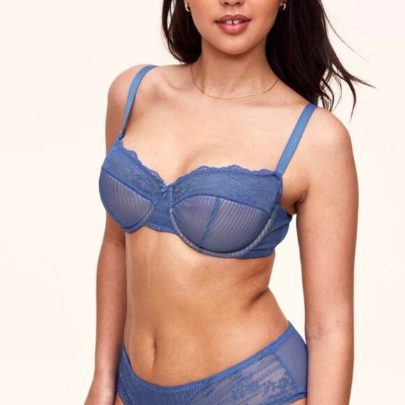 Adore me Selma Contour Plus blue lace size 36DDD - Picture 1 of 10